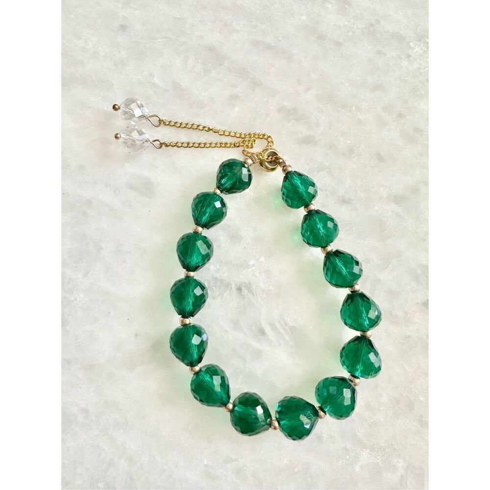 Bohemian style emerald green beaded friendship bracelet ￼
